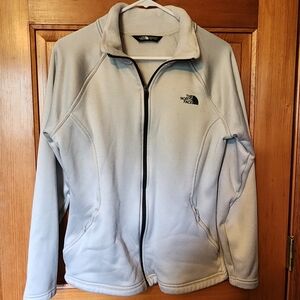 North Face light gray zip down hoodie